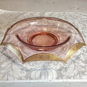 Vintage Tiffin Rambling Rose Glass Console Bowl